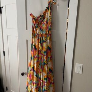 Colorful One-Shoulder Maxi Dress